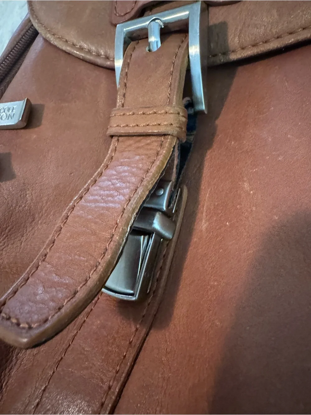 Kenneth Cole Reaction Cognac Leather Messenger Bag